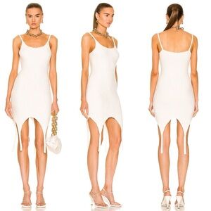 Balmain Strapped Velvet Mini Dress in Casse Blanc